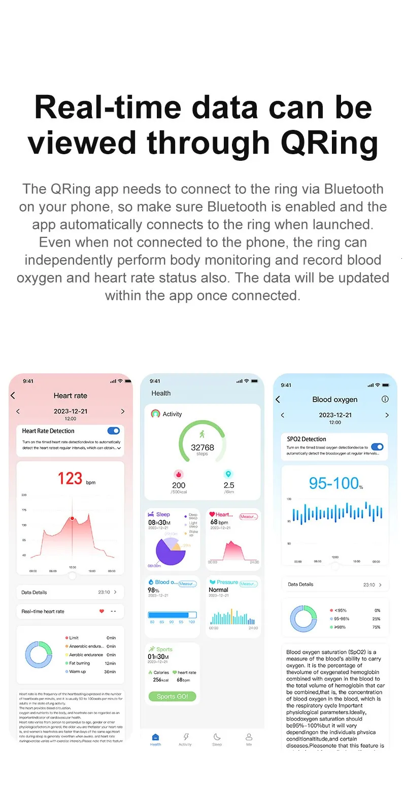 Ola Espirte est Technology Health Smart RIng Fiess Trackers Ring heart Rate Monitor Sleep for Xiaomi Sr200 M1 R3 240507_voghion.com