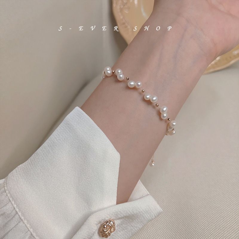 Natural Freshwater With Niche Design, Color Preserving Electroplated Bracelet, Hand Woven Fancy Pearl Bracelet_voghion.com