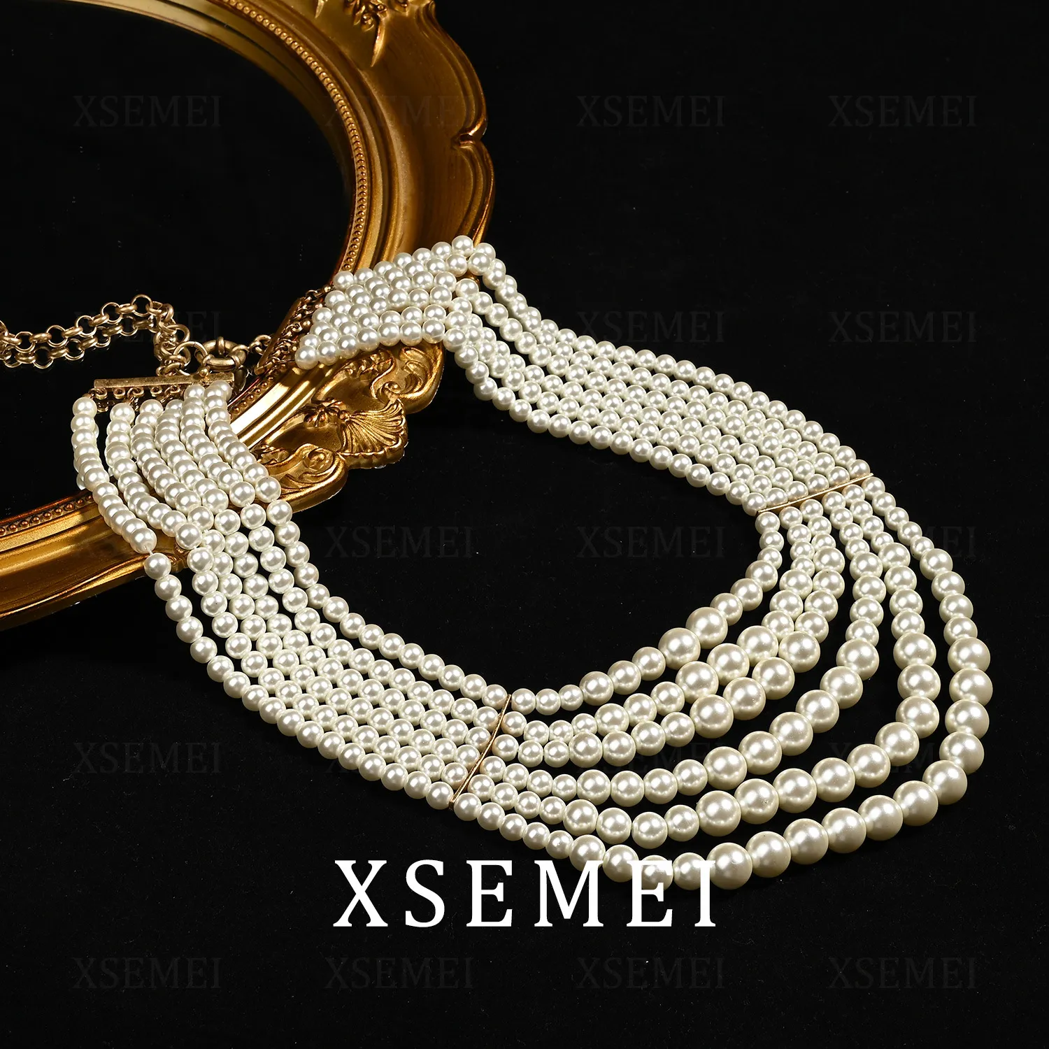 Pendans French Brand Same High Quality Handmade Multi Layered Glass Pearl Retro Exaggerated Style Dress_voghion.com