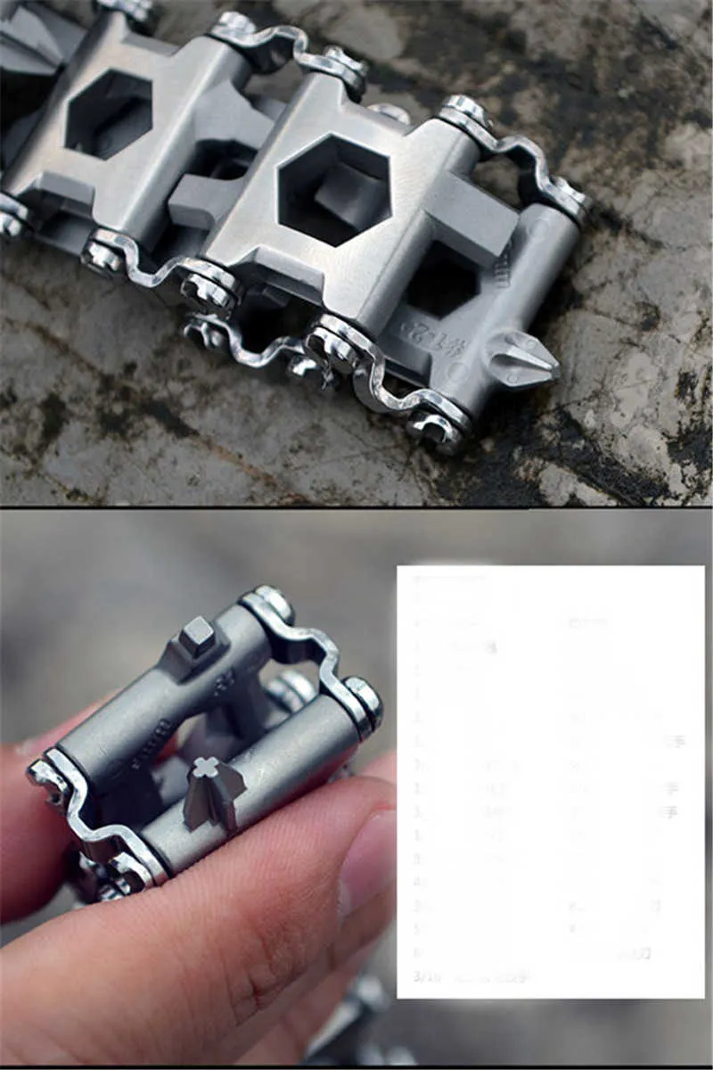 DreamBell Men Outdoor Spliced Multifunctional Wearing Screwdriver Tool Hand Chain Field Survival Bracelet 2.45 original_voghion.com
