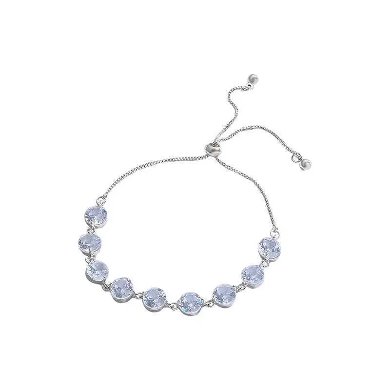 Crystal Zircon Bracelet For Women Adjustable Silver Colour Bangle_voghion.com