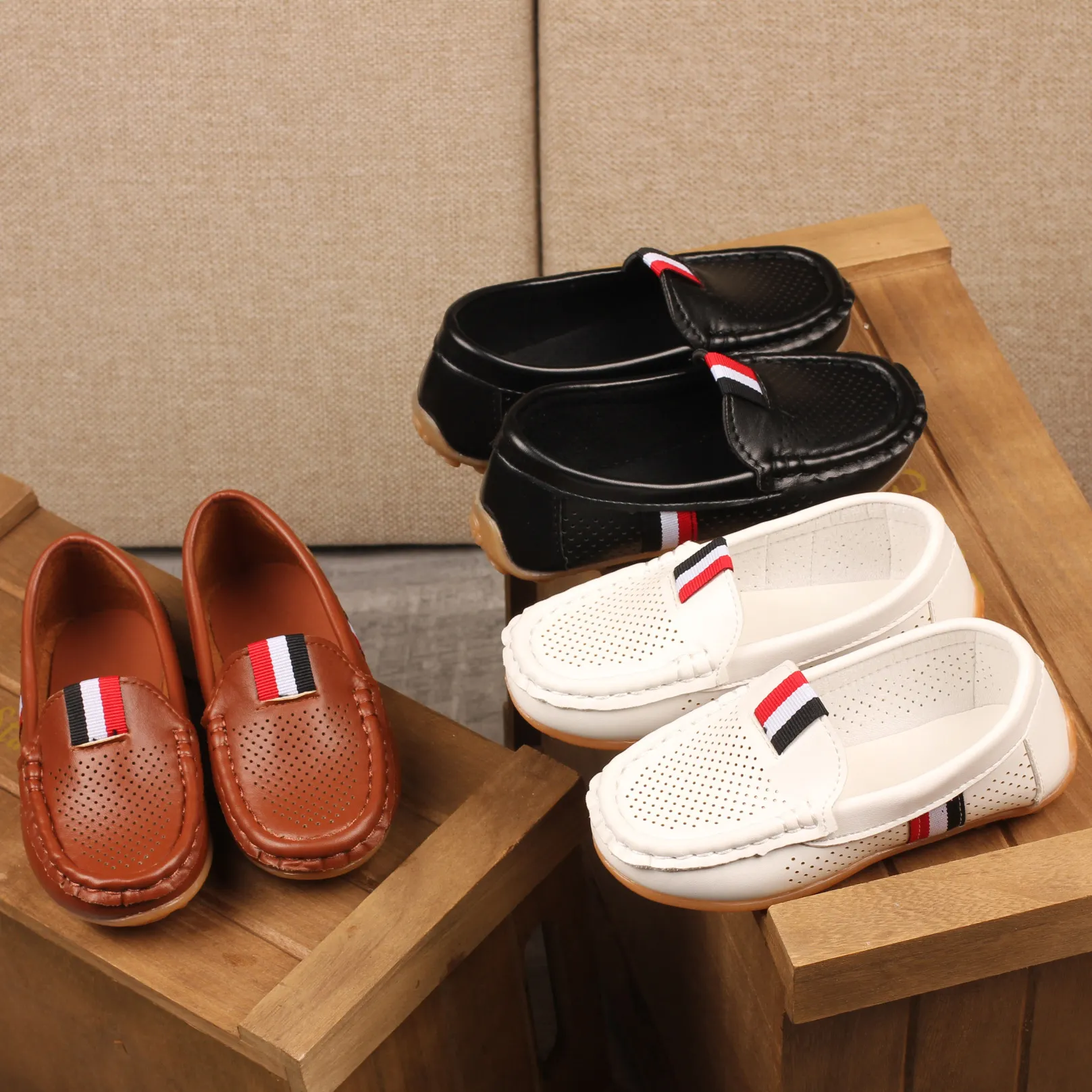 Kinder PU Leder Jugend Casual Style Weiche Bequeme Halbschuhe Schlupfschuhe Kleinkinder Schuhe Größe 21 - 36_voghion.com