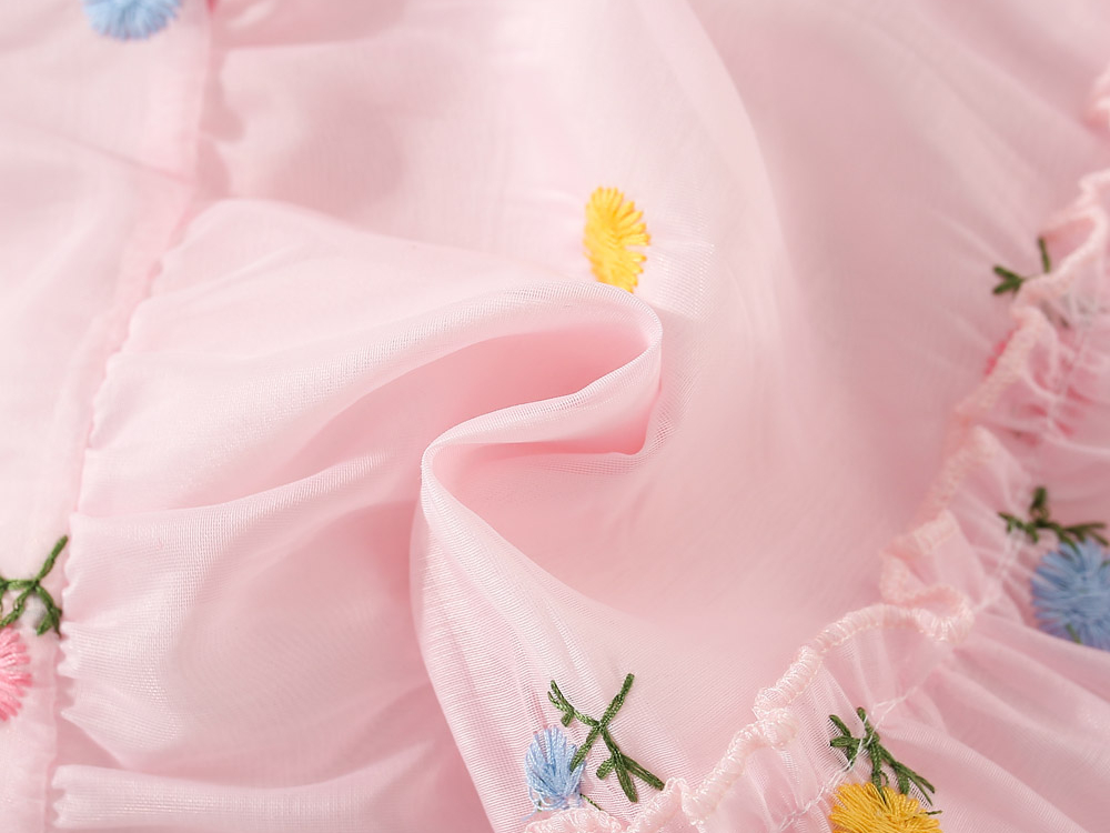 Summer Baby Clothes Puff Sleeve Flower Embroidery Beauty Bow Dress Children's Dress_voghion.com