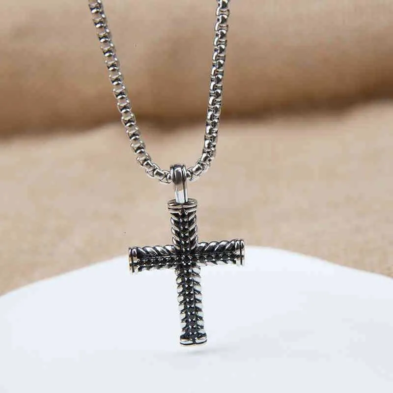 Cadenas de cable trenzado, joyería, collares colgantes para mujer, moda para hombre, collar de cruz de diamantes, joyería de alta calidad, estilo punk, 3 mm_voghion.com