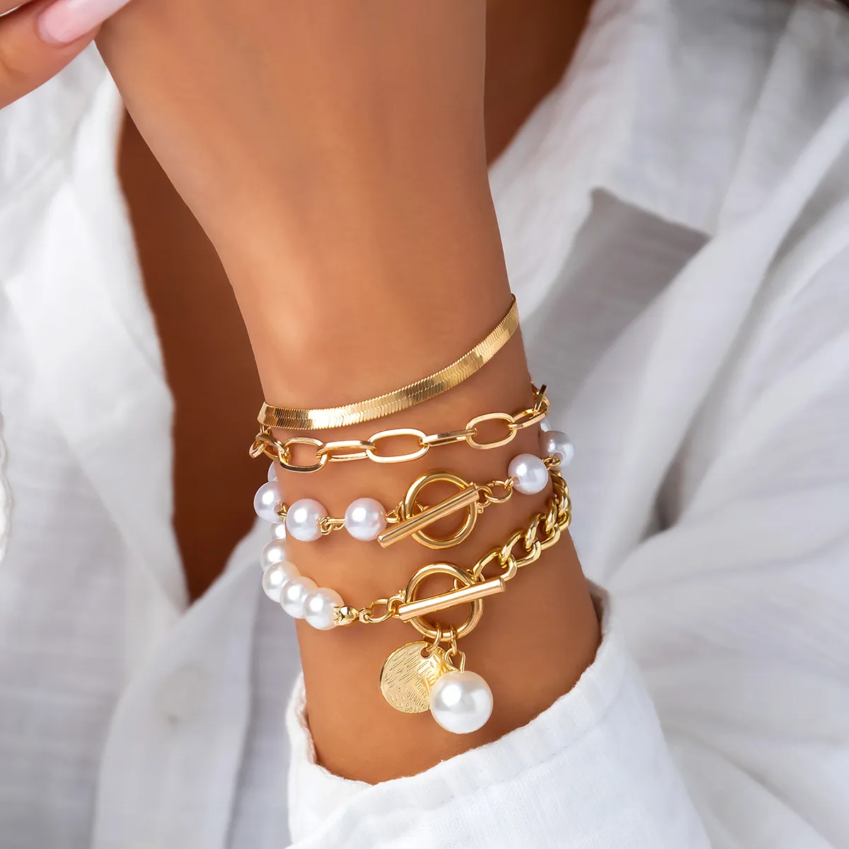Ledarmbånd Kvinder Unik Perle Armbåndssæt Håndledskæde Stilfuldt Tilbehør Mode Anime Tilpassede Smykker_voghion.com