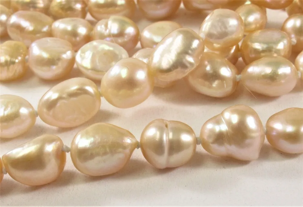 Chaînes Perles de culture d'eau douce naturelles irrégulières baroques 8-9 mm blanc rose noir collier 100 pouces chaîne de pull_voghion.com