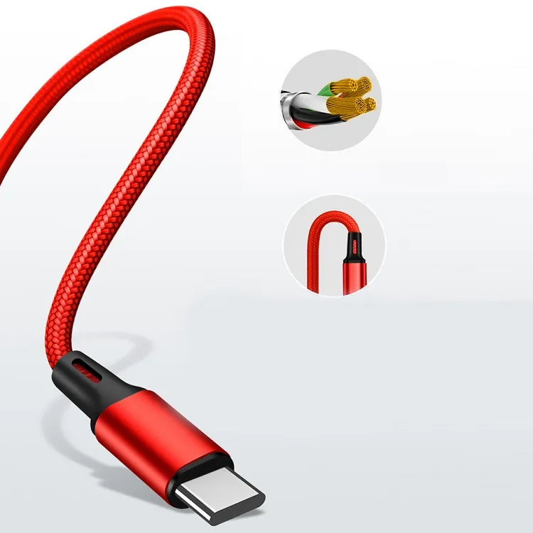 3 In 1 Nylon Braided Multi USB Fast Charging Cables Micro Type C Cable Phones Android Charger Cord Mobile Cell Phone_voghion.com