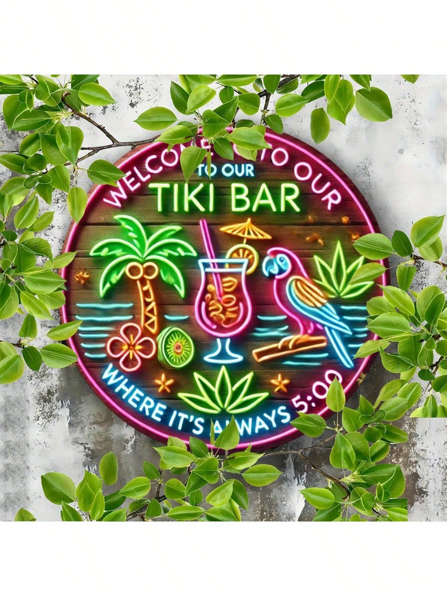 Cartello circolare in alluminio Tiki Bar 8x8 pollici, resistente ai raggi UV e ai graffi, facile da appendere, decorazione per interni ed esterni, decorazioni per la casa, giardino, matrimonio_voghion.com