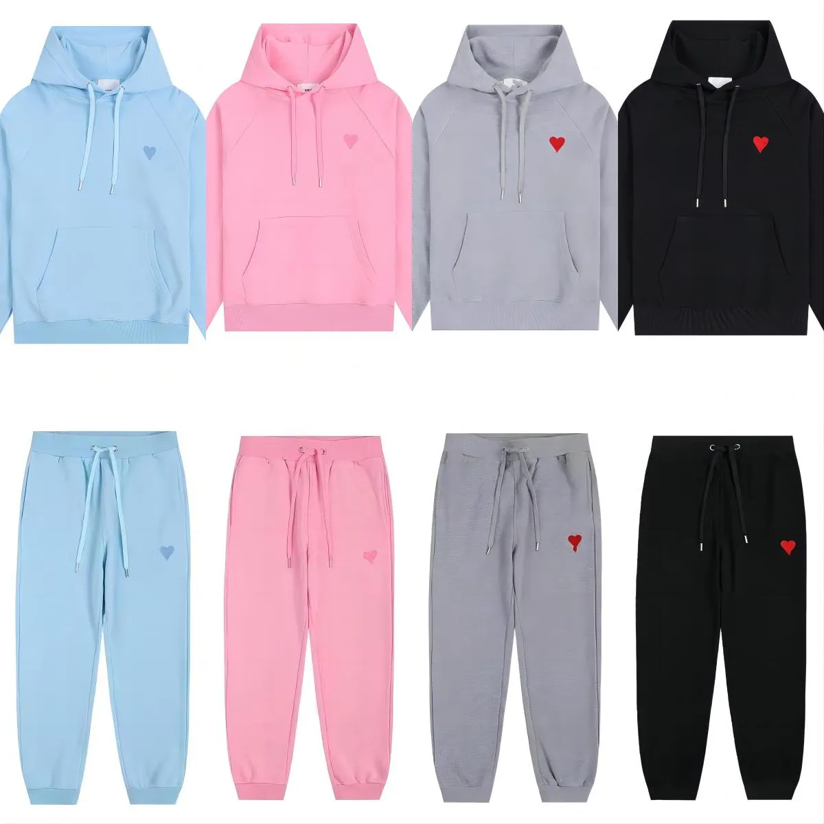 Herr- och damdesigner Amis Hoodie tracuit Tröja Broderad A-ord Röd Kärlek Tunn Rund Halsad Pullover Par P_voghion.com