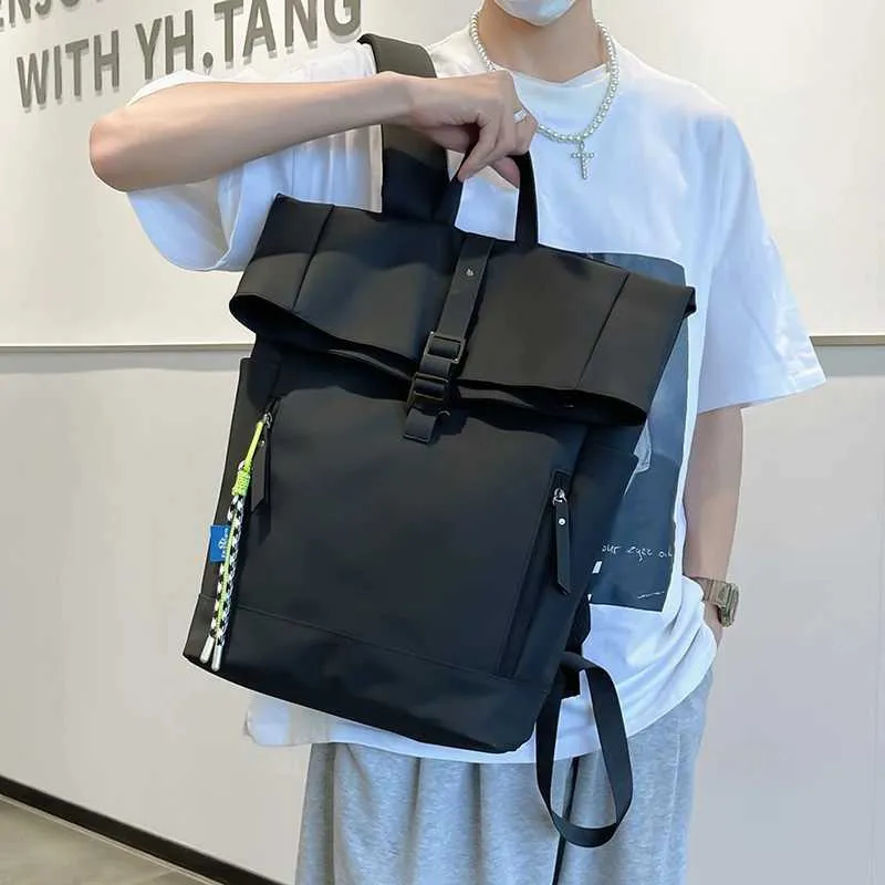 Damen Freizeit Großer Rucksack Männer Laptoptasche Ladys Nylon Roll Top Männlich Reisetasche Port Schulrucksäcke Für Teenager_voghion.com