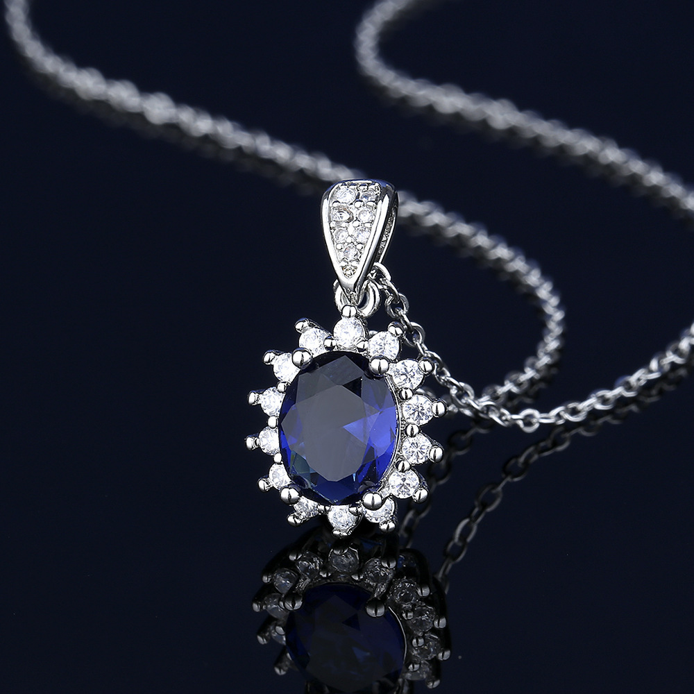 Neu Caibao Ozean Herz Blau Micro Intarsien Ring Temperament Halskette Ohrringe Weibliche Live_voghion.com