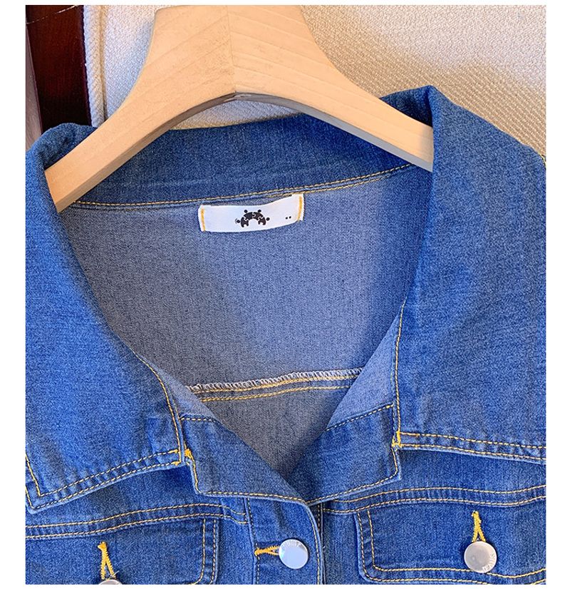 Rochie de lucru pentru femei, stil subțire, cu guler polo, scurtă, de vară, cu imprimeu denim, stil gros, mm, stil gros_voghion.com