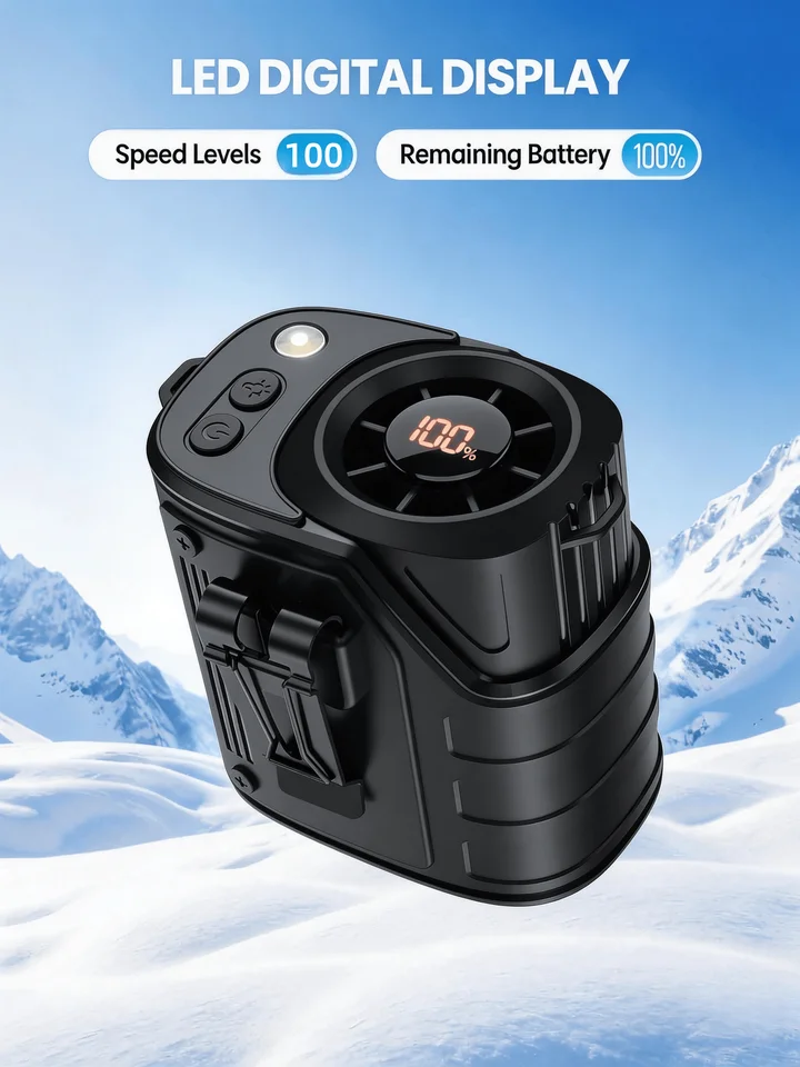 Portable Waist Fan With Power Bank Led Light And Quiet Cooling_voghion.com