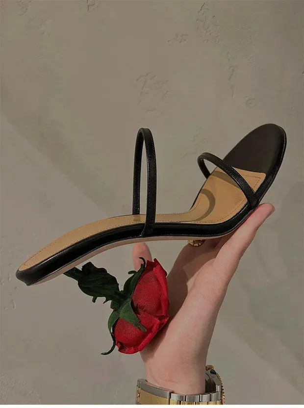 Chic Point Fashion Rose Heels Women Sandals Round Toe Slip on Pumps Summer Slippers Party Shoes 240615_voghion.com