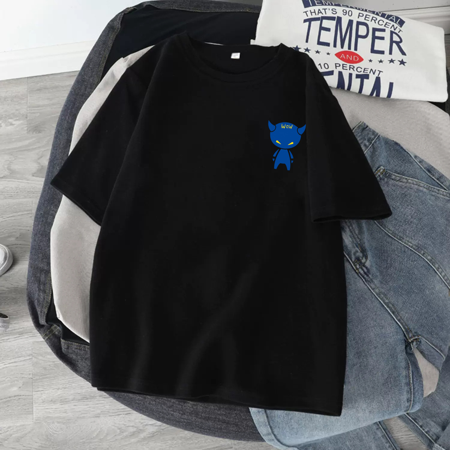 Ανδρικό oversized αθλητικό τοπ με στρογγυλή λαιμόκοψη, μοντέρνο, διάσημο από καθαρό βαμβάκι, μπλουζάκι από το Διαδίκτυο, 2024, νέα μπλουζάκια_voghion.com