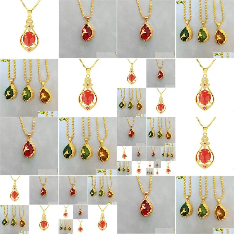 Vergulde ketting met rode edelsteen hanger voor dames elegant_voghion.com
