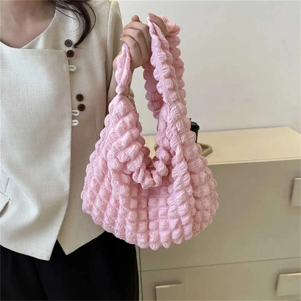Crossbody mit Plissee-Design, bestickt, kariert, Schultertasche, Unterarmtaschen, einfache, große Kapazität, gesteppte S für_voghion.com