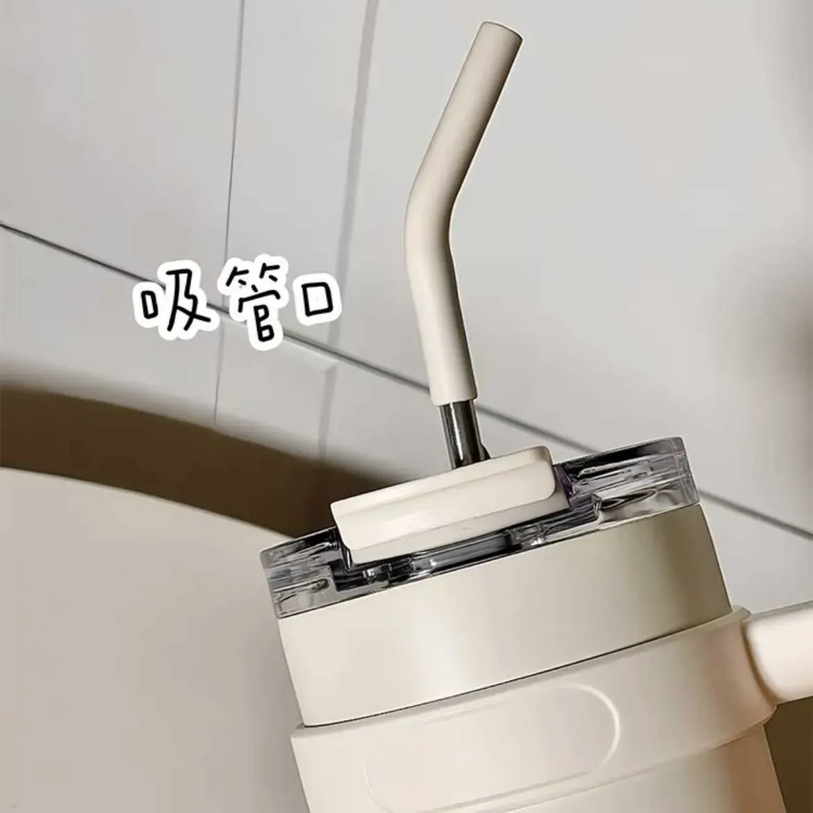 Mugs SLarge Capacity Handle High Appearance Level Stainless Steel Office Light Thermal Insulation Cold Straw Cup Q241022_voghion.com