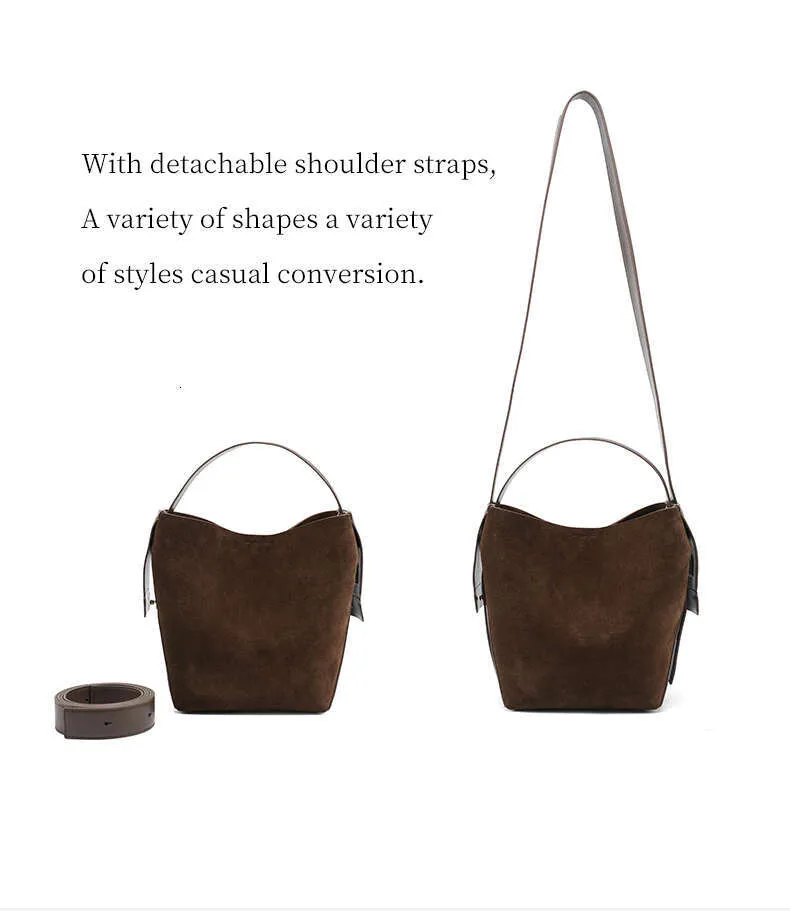 Borsa a tracolla invernale da donna originale in pelle scamosciata casual, nuova a secchiello_voghion.com