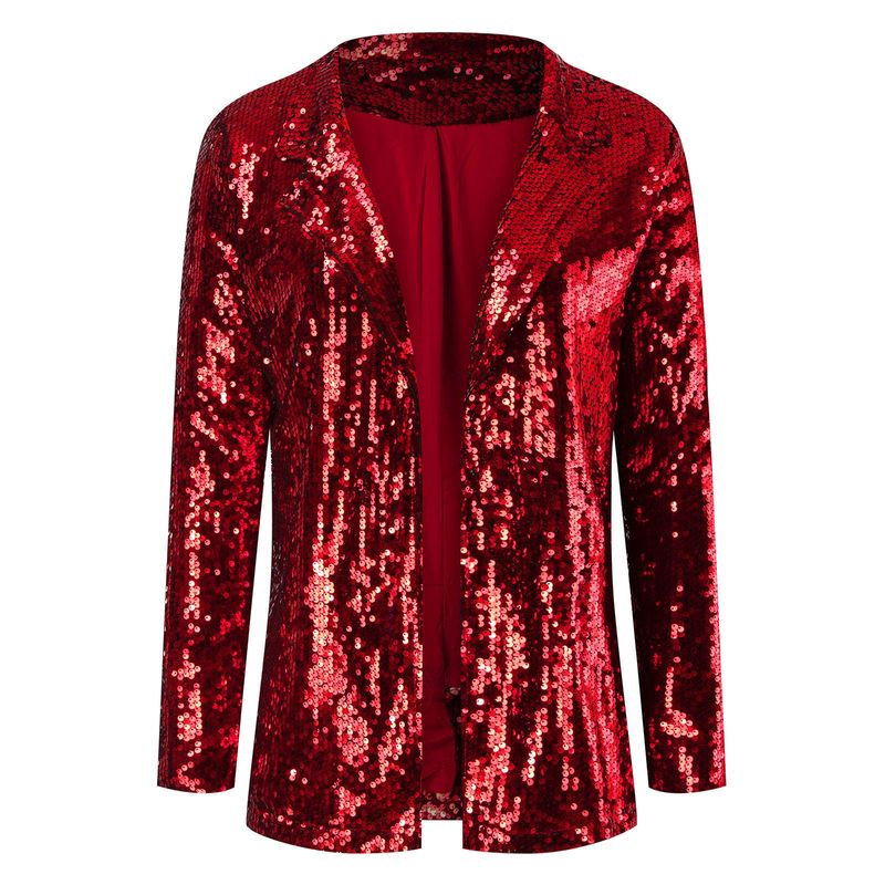 Abbigliamento da donna nuovo stile pendolare cardigan bavero manica lunga paillettes casual abito_voghion.com