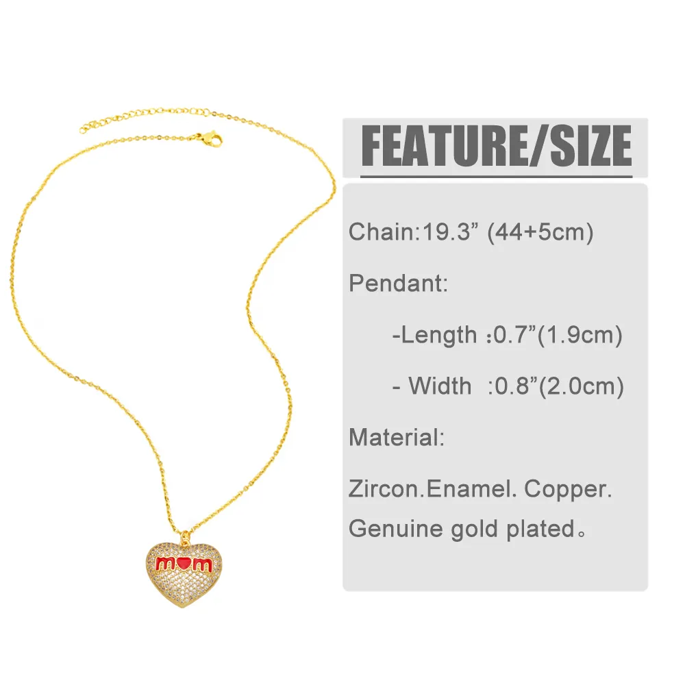 Collares colgantes FLOLA, collar de corazón rojo para mamá, para mujer, con cuentas de cobre y circonita blanca, joyería romántica para madres._voghion.com