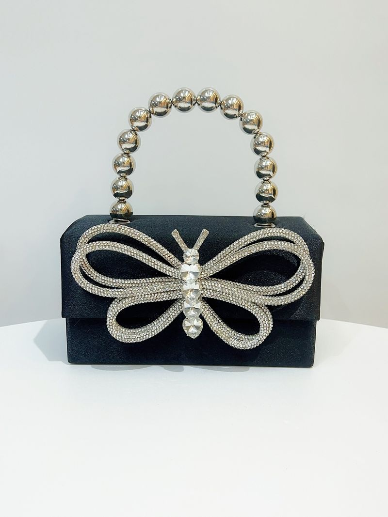 Nuova borsa da festa con fiocco quadrato in seta francese lucida, piccola, borsa a tracolla in mano_voghion.com