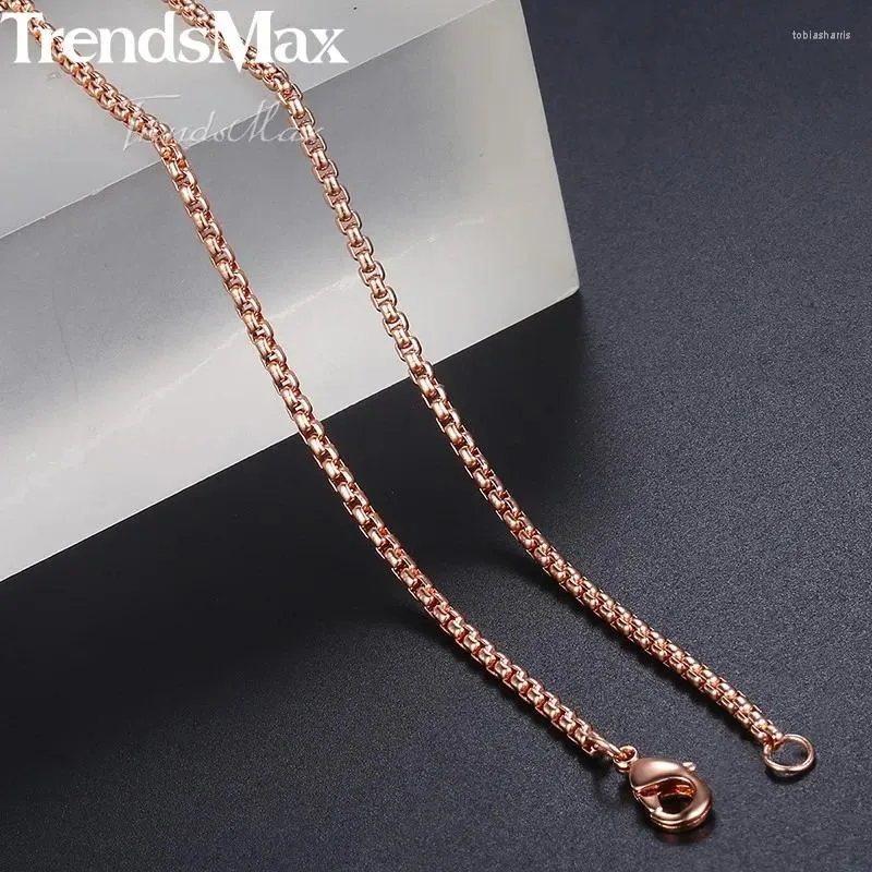Chaînes Collier pour femme en acier inoxydable couleur or rose Chaîne à mailles pour femmes et hommes 18-24 pouces KKN555_voghion.com