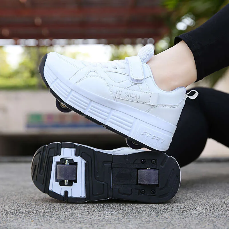 Roller Sneaker Outdoor Indoor Skating Detachable Kids Skates Breathable Blade Boy Flying Shoes Gear White 32_voghion.com