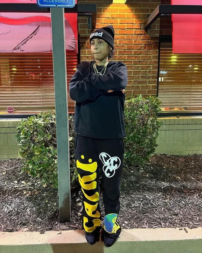 Herrenhose mit Buchstaben-Grafikdruck, Street-Style, für Damen und Herren, Y2K, Vintage, Sport, lässig, trendig, Jogginghose mit weitem Bein_voghion.com