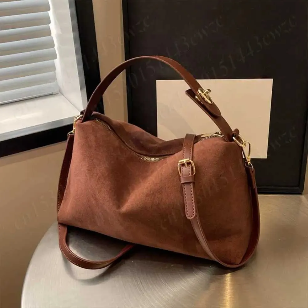New Shoulder Bag for Women Suede Hobo Adjustable Strap Handbag With Inner Pocket Satchel Purse Zipper Crossbody Ba241104_voghion.com