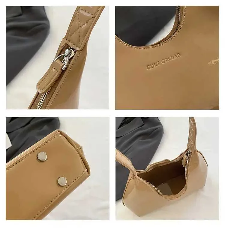 Trendy Designer Solid Schëllertaschen fir Fraen Handtaschen a Portemonnaien 2024 Nei Moud Lackleder Ënneraarm Damen_voghion.com