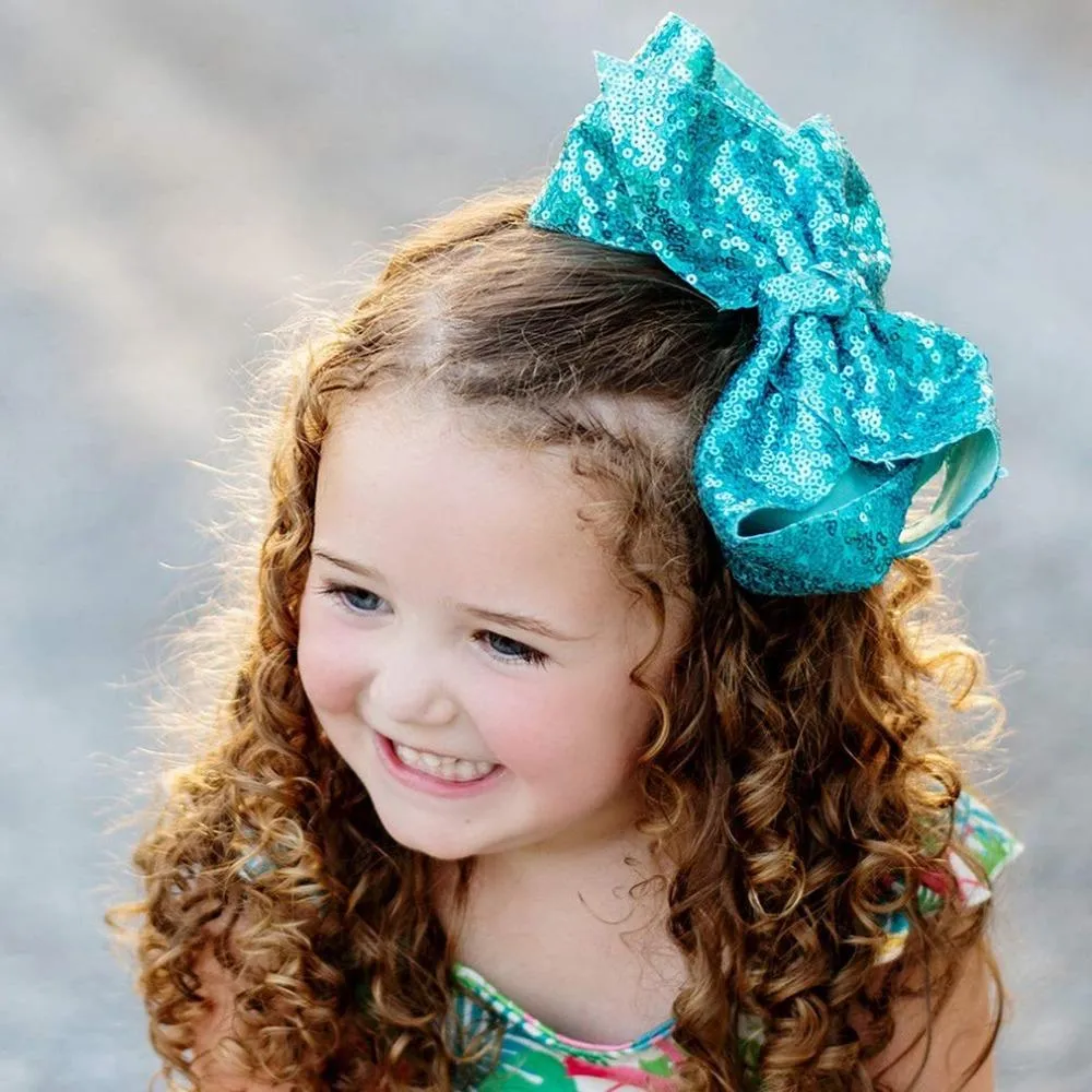 Fermagli a coccodrillo con fiocchi di paillettes grandi da 8 pollici per bambine, adolescenti, donne anziane, qualsiasi occasione, confezione da 12._voghion.com