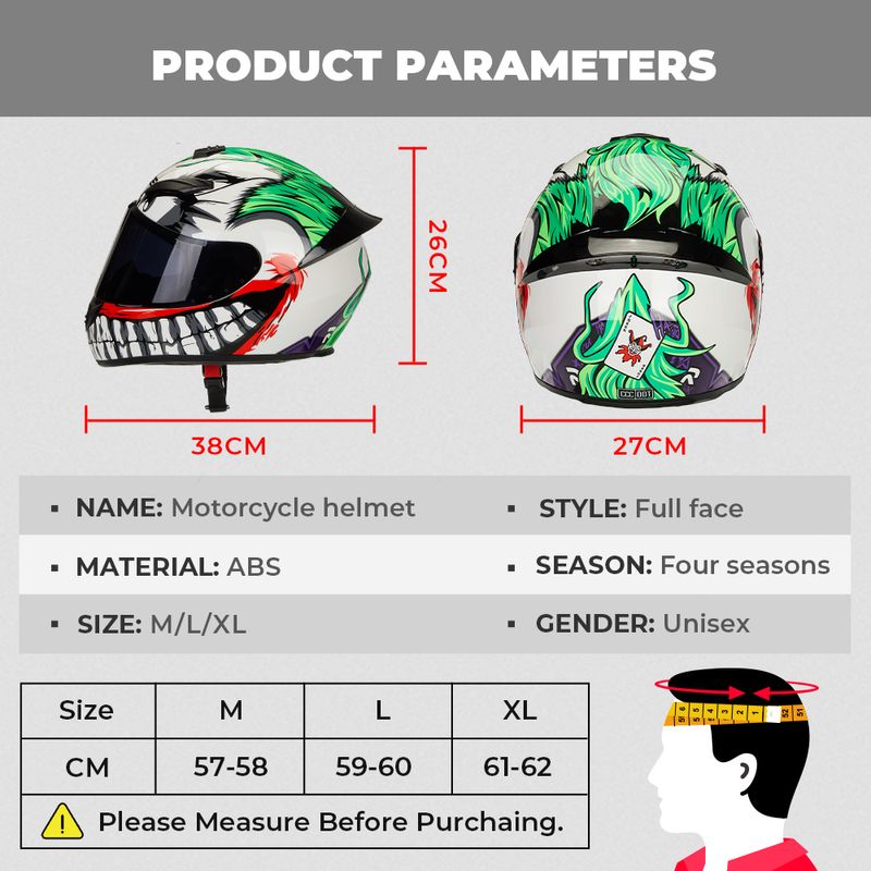 Motorcycle Clown Full Face Racing Motocross Helmet Flip Up Moto Adult Motorbike Street Touring Riding Casco Cte_voghion.com