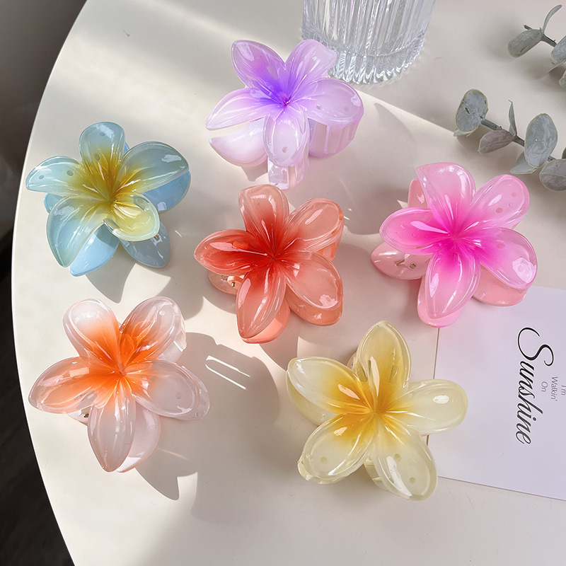 Pince à cheveux unisexe en forme de fleur de bonbon au vent pour les vacances, pince à cheveux en frangeria rouge pour la plage, le bord de mer, dégradé, tête arrière, requin