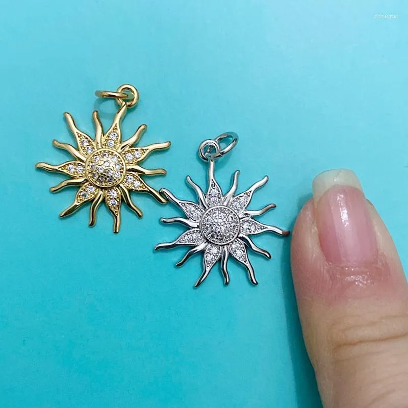 Charms Sun Pendant CZ Crystal Gold Color Sier Flower Pendants For Women DIY Jewelry Making Findings Supplies Wholesale_voghion.com
