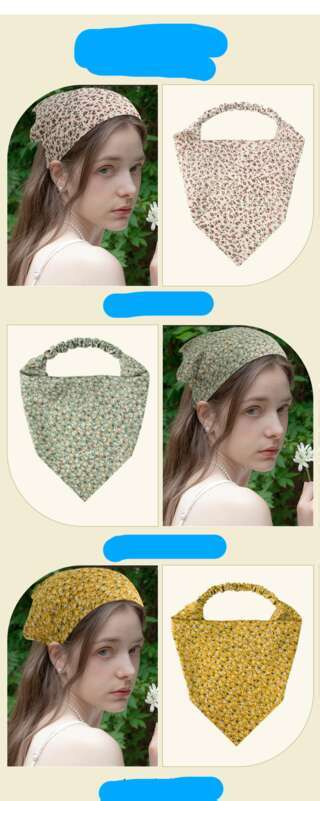 Nouveau petit foulard triangulaire élastique à fleurs fraîches de campagne, bandeau marguerite, foulard, accessoire, bandeau_voghion.com