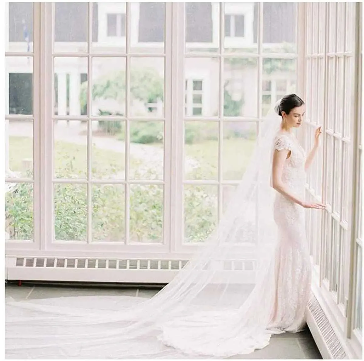 Bijoux de mariage, voile Long de mariée, longueur cathédrale, voile doux, cheveux de mariée, Dre avec peigne 2T 118 pouces pour femmes et hommes_voghion.com