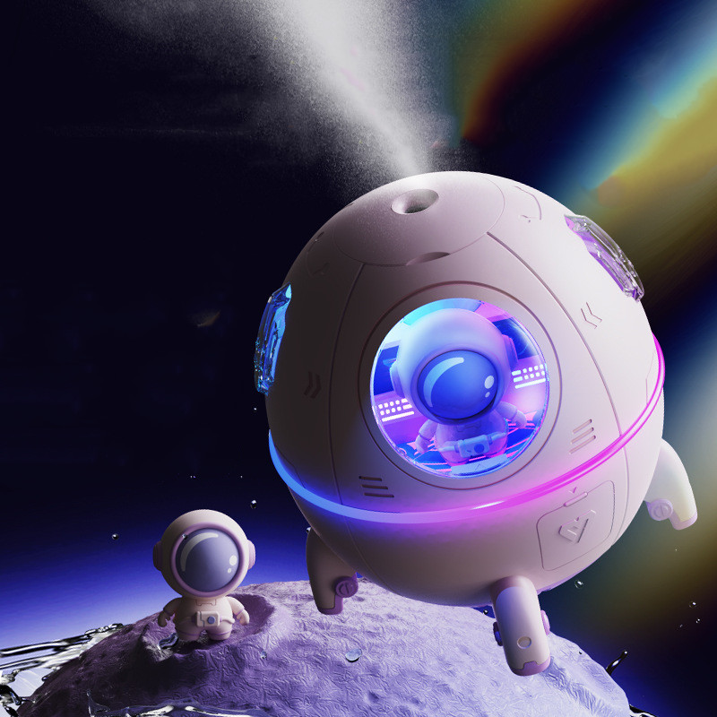 Space Capsule Loftbefeuchter USB Ultrasonic Cool Mist Aromatherapie Waasserdiffuser mat Led Light Astronaut Luftbefeuchter_voghion.com