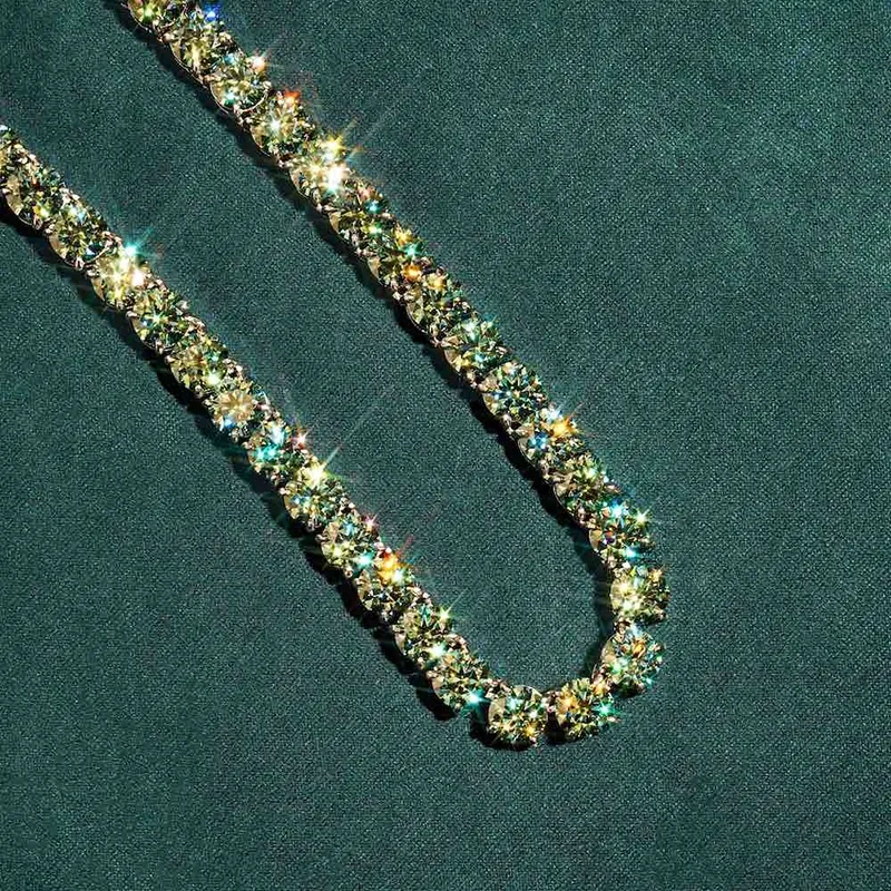 Catena da tennis in moissanite verde da 3 mm, 4 mm, 5 mm e 6,5 mm, con diamanti, tester Hip Hop, Iced Out GRA Bling Sier_voghion.com