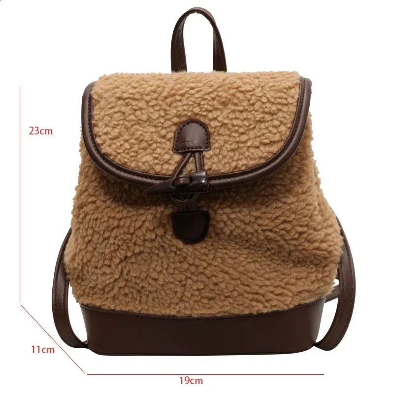 Winter Warm Lamb Wool Women Backpack Fashion er Plush Handbag Anti Theft Backbag Lady Casual Shoulder Crossbody Bag_voghion.com