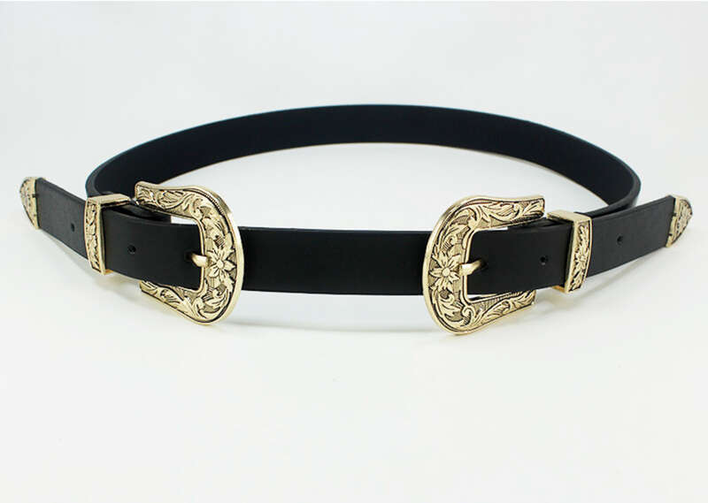 Cintura con testa intagliata, cintura con doppio bottone da donna, jeans casual con fibbia ad ago e chiusura a vita sottile_voghion.com
