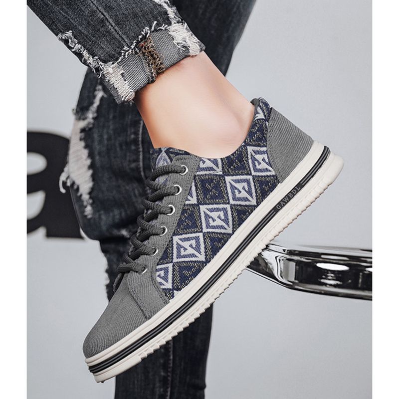 Men's Breathable Canvas Trainers Casual Lightweight Low Top Shoes_voghion.com