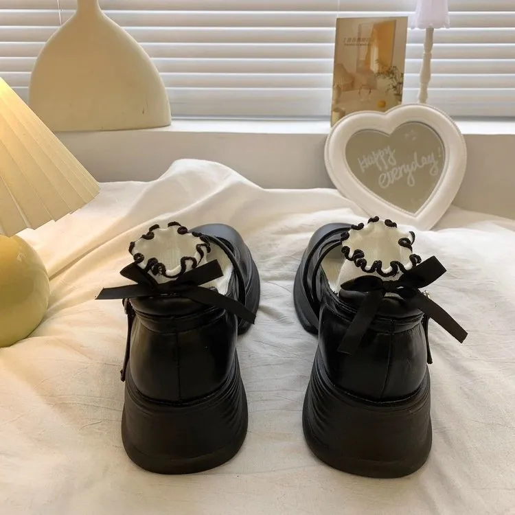 JK Versatile Testa Rotonda Fondo Spesso Piccola Pelle per Donna 2024 Nuovo Stile Britannico Estate Mary Jane Scarpe Singole_voghion.com