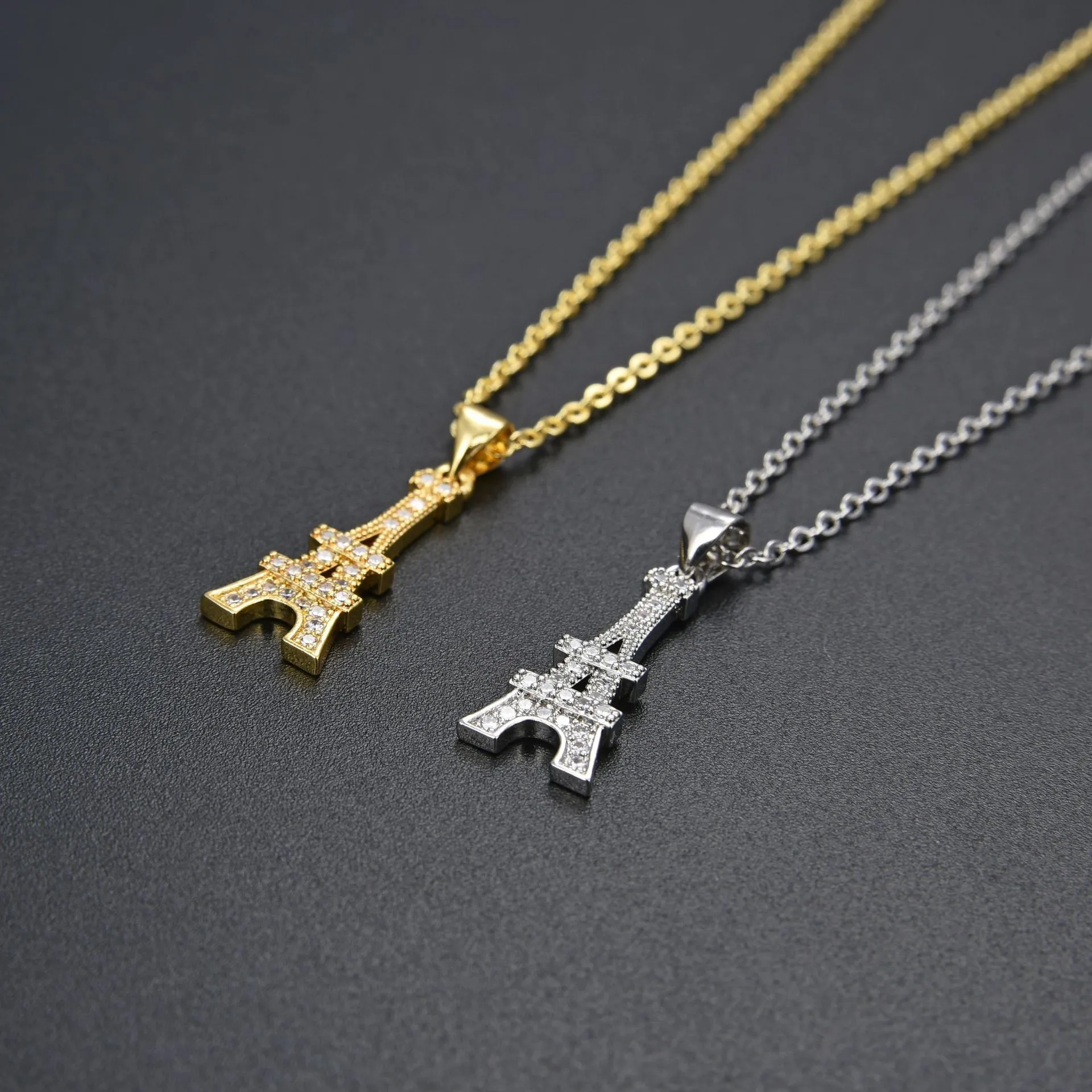 Colliers pendentifs couleur argent en forme de tour Eiffel, chaîne de clavicule, breloque, bijoux de fiançailles exquis pour femmes_voghion.com