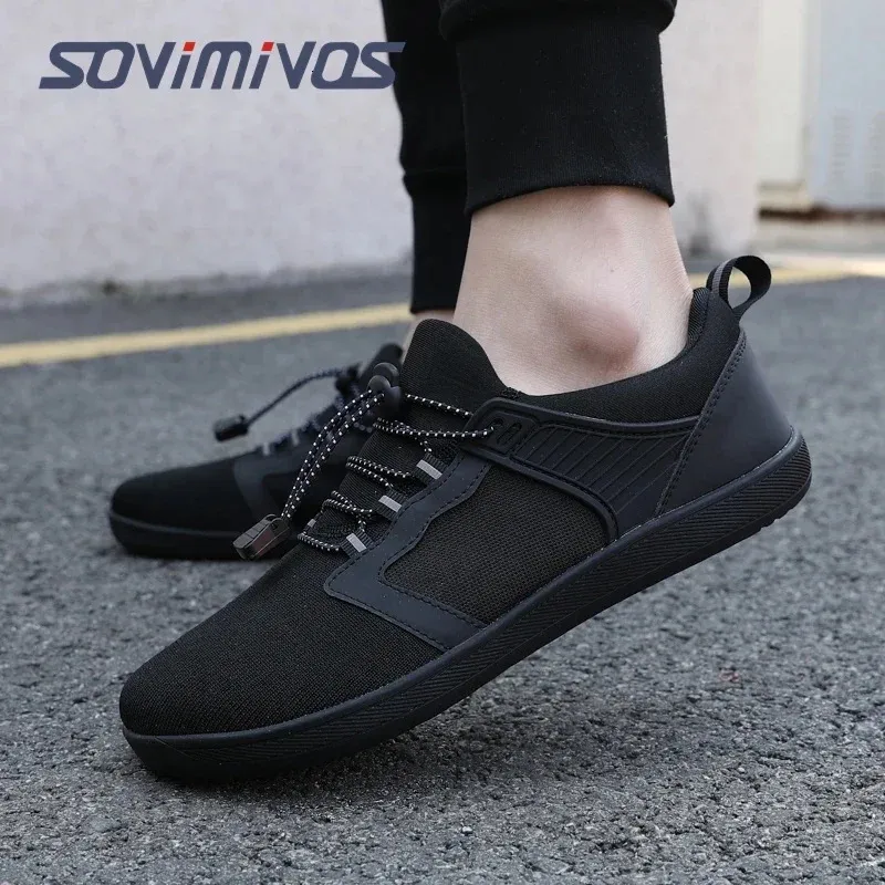 Mens Cross-Trainer Casual Sneakers Barefoot Shoes | Wide Toe Box Womens Minimalist Trail Runner Canvas Loafers 240624_voghion.com