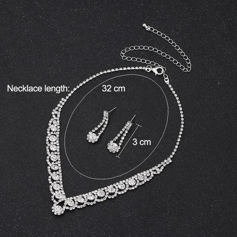 Conjuntos de joyas de boda TREAZY Sier Color Rhinestone Cristal nupcial para mujeres Collar Pendientes Pulsera Conjunto Accesorios_voghion.com