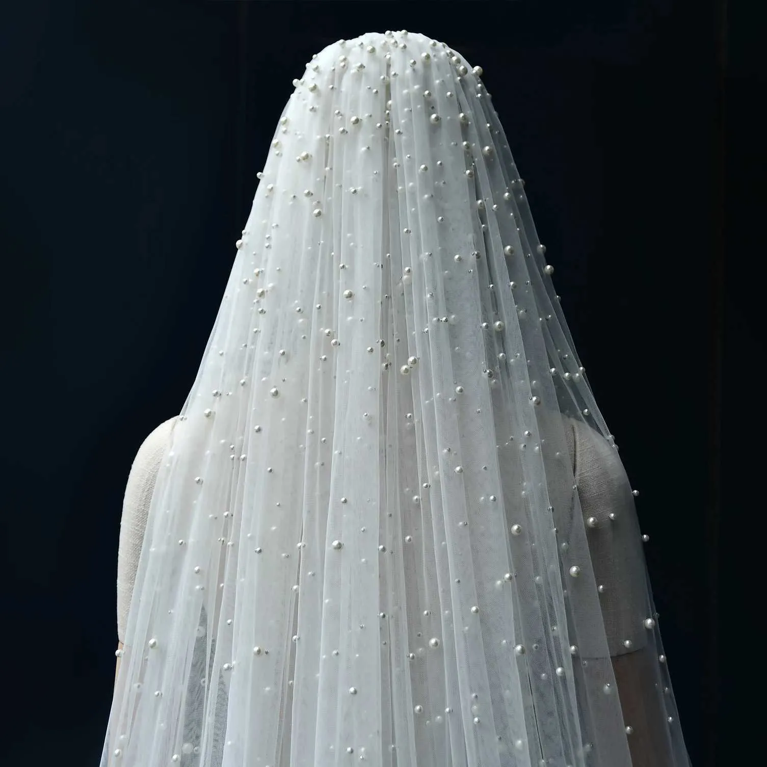 Gioielli per capelli V139a Veli da sposa con perline Velo extra lungo da cattedrale Lunghezza 3 metri con pettine Accessori da sposa_voghion.com