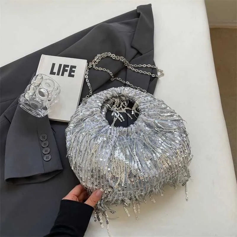 Borsa a tracolla con paillettes da donna elegante borsa a mano_voghion.com