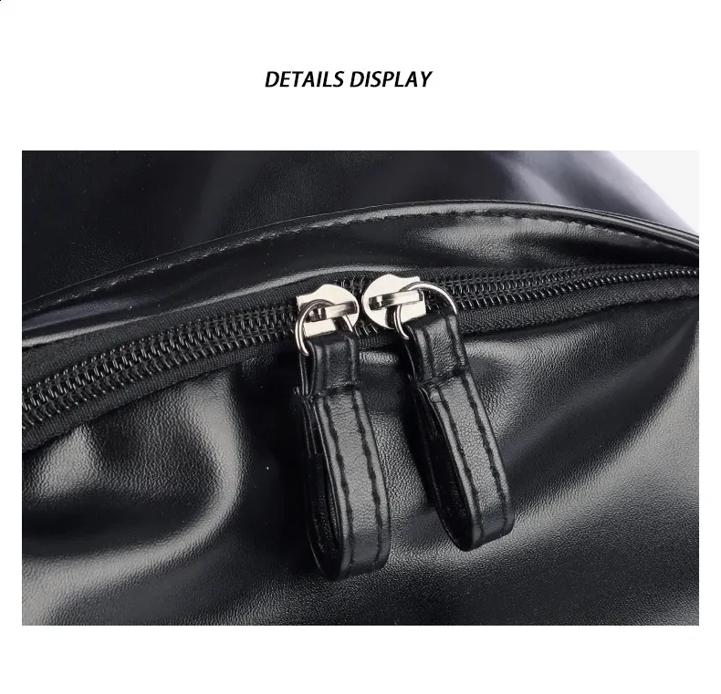 Schwarzer Leder für Herren Business Travel Wasserdichter Daypack PU 16 Zoll Laptop-Rucksack 240829_voghion.com