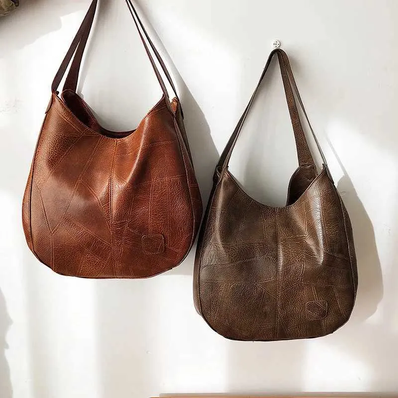 Women Vintage Shoulder Bag Designers PU Leather Handbags Female Top-handle Hobo Bags Fashion Brand Large Capacity_voghion.com